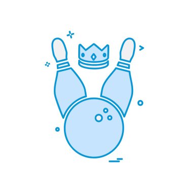 Bowling simgesi tasarım, renkli vektör çizim