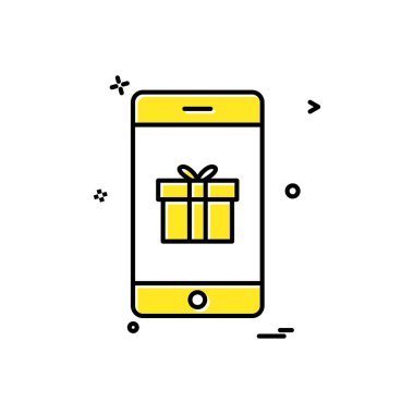 Mobil hediye kutusu simge vektör tasarımı