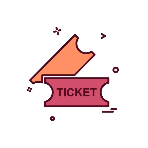 Ticket Pictogram Ontwerp Kleurrijke Vectorillustratie — Stockvector