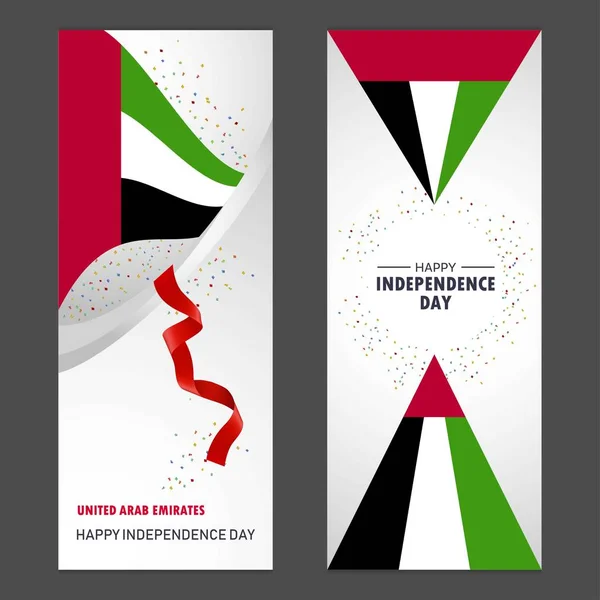 Eau Feliz Día Independencia Confetti Celebración Antecedentes Vertical Banner Set — Archivo Imágenes Vectoriales