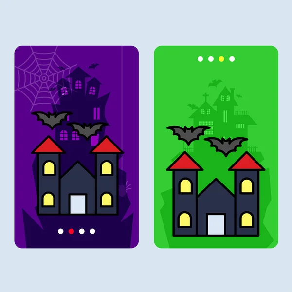 Happy Halloween Party Design Hunted House Colorous Vector Illustration — стоковый вектор