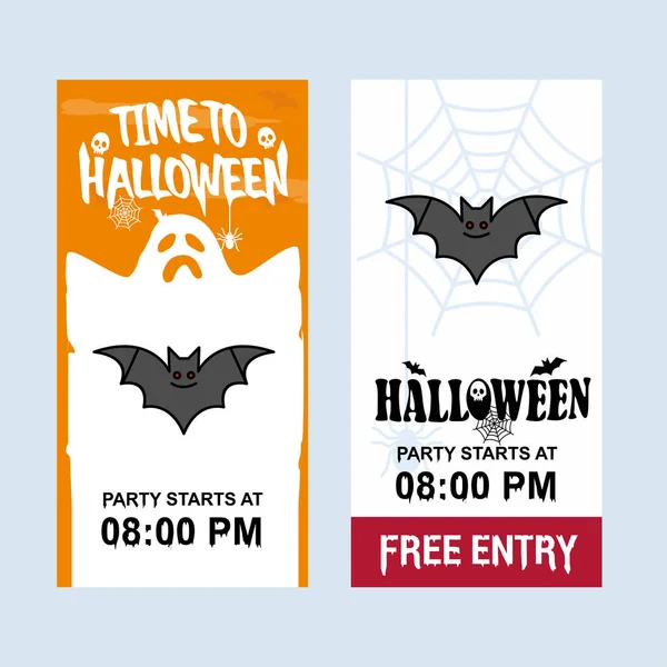 Feliz Halloween Festa Convite Design Com Morcegos Ilustração Vetorial Colorido — Vetor de Stock