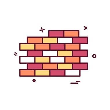 Duvar simgesi tasarım, renkli vektör çizim