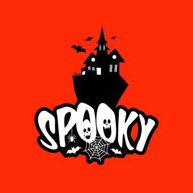 Ürkütücü eğlenceli Cadılar Bayramı kutlama kartları için tipografi tasarım, illüstrasyon vektör