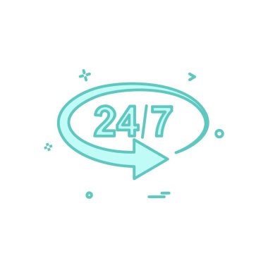 24 / 7 simge tasarlamak vektör