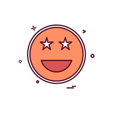 Mutlu emoji simgesi tasarım, renkli vektör çizim