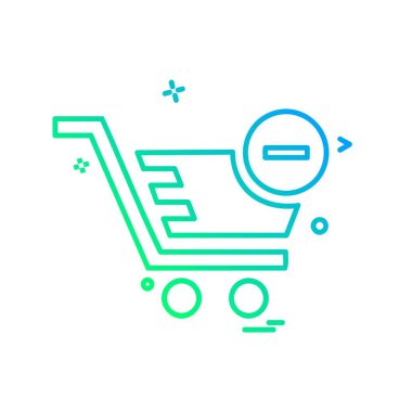 Sepeti simgesi tasarım, renkli vektör çizim