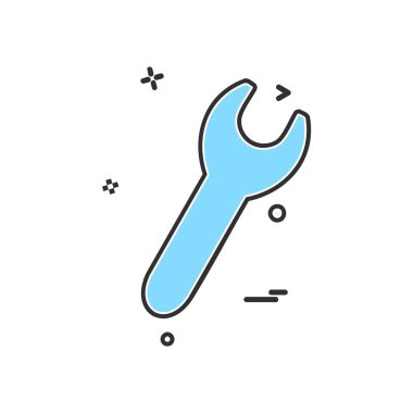 İngiliz anahtarı simgesi tasarım, renkli vektör çizim