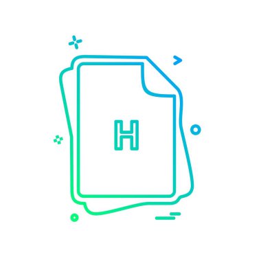 H dosya tipi simge tasarım vektörü