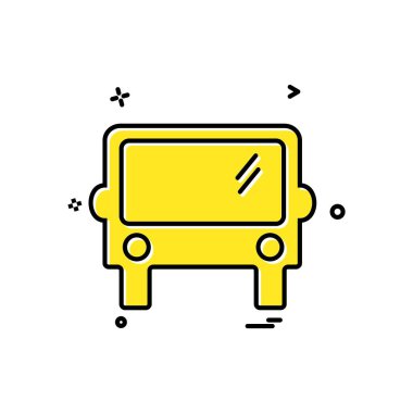 Otobüs simgesi tasarım, renkli vektör çizim