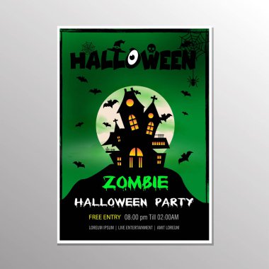 Vektör çizim bir Cadılar Bayramı Zombi partisi tema yeşil zemin üzerine. EPS 10 illustratio