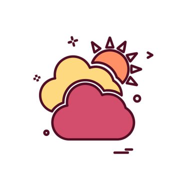 Bulut simgesi tasarım, renkli vektör çizim