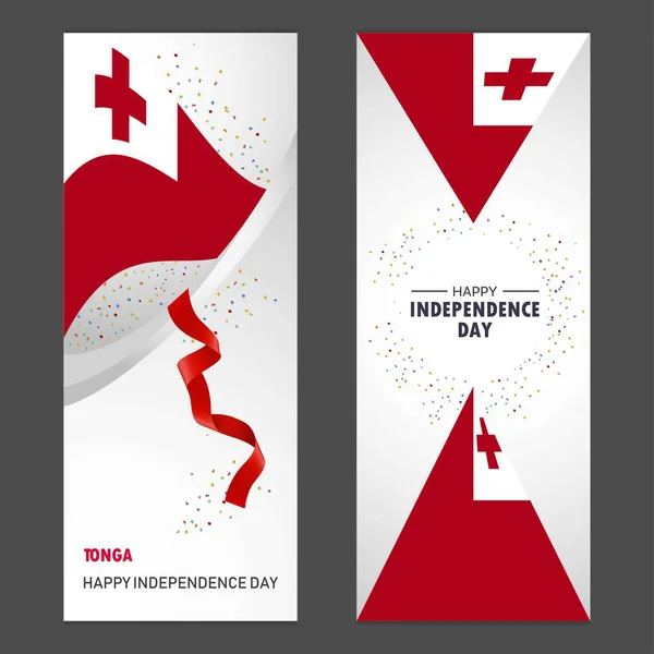 Tonga Boldog Függetlenség Napja Konfetti Ünnepe Háttér Függőleges Banner Beállítása — Stock Vector