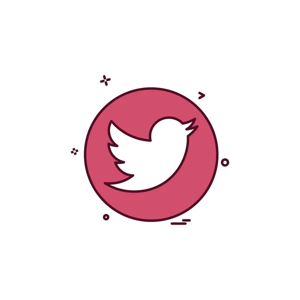 Réseau Média Social Twitter Icône Vectoriel Design — Image vectorielle
