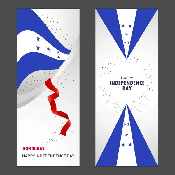 Honduras Feliz Día Independencia Confetti Celebración Antecedentes Vertical Banner Set — Vector de stock