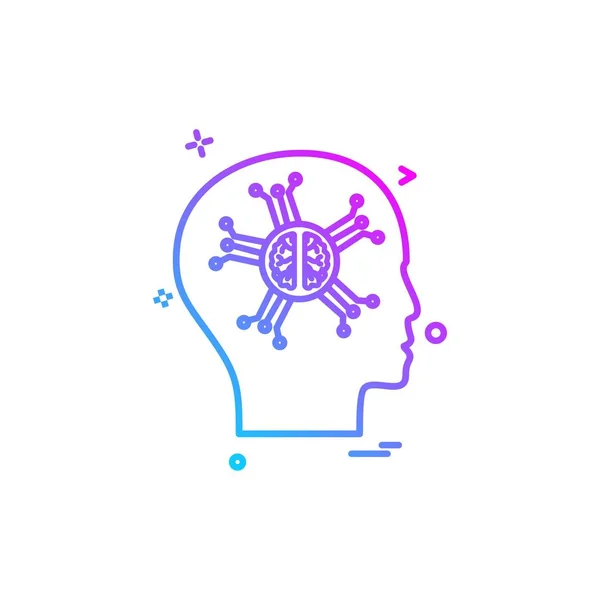 Yapay Beyin Istihbarat Robo Simge Vektör Tasarımı — Stok Vektör