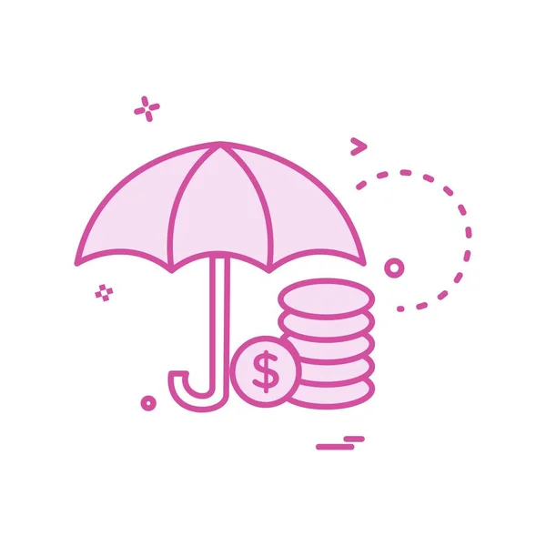 Umbrella Coins Dollar Icon Vector Design — Stock Vector