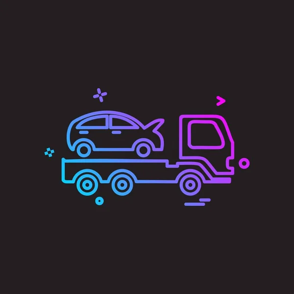 Auto Seguro Coche Remolque Icono Grúa Vector Diseño — Vector de stock