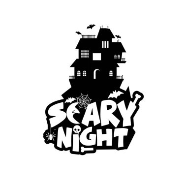 Korkunç gece tasarım tipografi ile. Cadılar Bayramı Yazdır ya da kutlama kartı vektör çizim