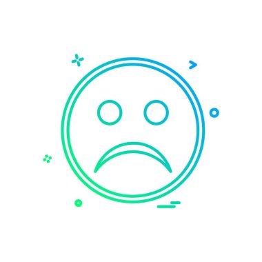 Üzgün emoji simgesi tasarım, renkli vektör çizim