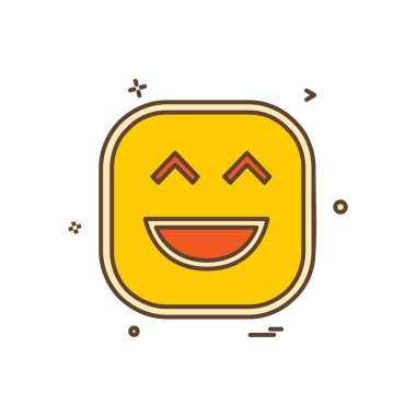 Mutlu emoji simgesi tasarım, renkli vektör çizim