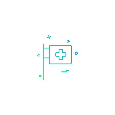 tıbbi hastane bayrak direğine simge vektör desige