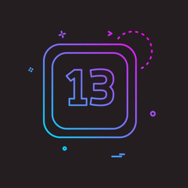 13 Tarih Takvimi simge tasarım vektörü