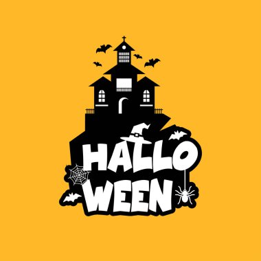 Cadılar Bayramı partisi afiş tasarımı tatil tipografi, renkli vektör çizim için