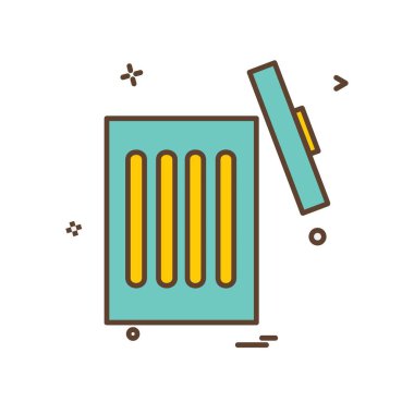 Çöp kutusu simgesi tasarım, renkli vektör çizim