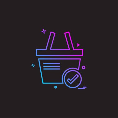 Sepeti simgesi tasarım, renkli vektör çizim