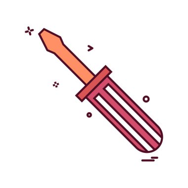 Tornavida simgesi tasarım, renkli vektör çizim