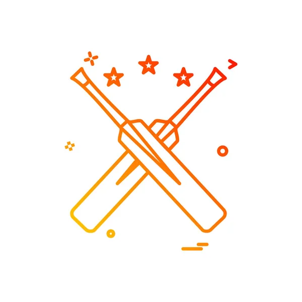 Murciélagos Estrella Cricket Icono Diseño Vectores — Vector de stock