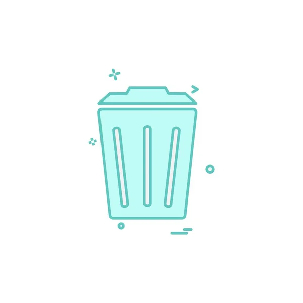 Trash Icon Design Bunte Vektorillustration — Stockvektor