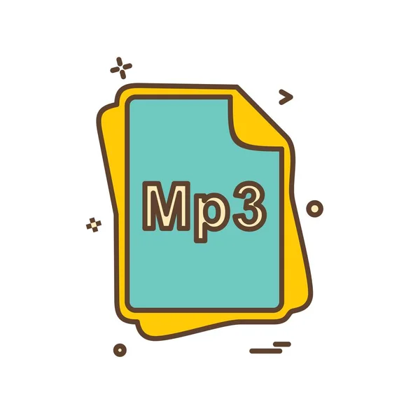 Tipo File Mp3 Icon Design Vector — Vettoriale Stock