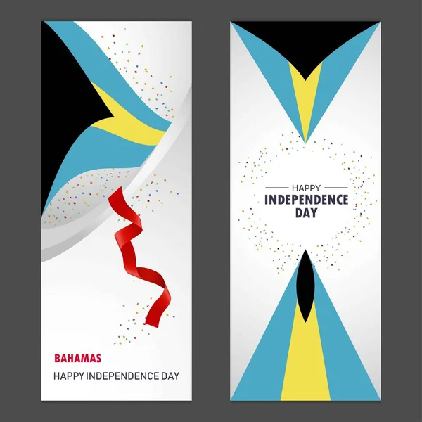 Bahamas Happy Independence Day Confetti Celebration Background Ensemble Bannière Verticale — Image vectorielle