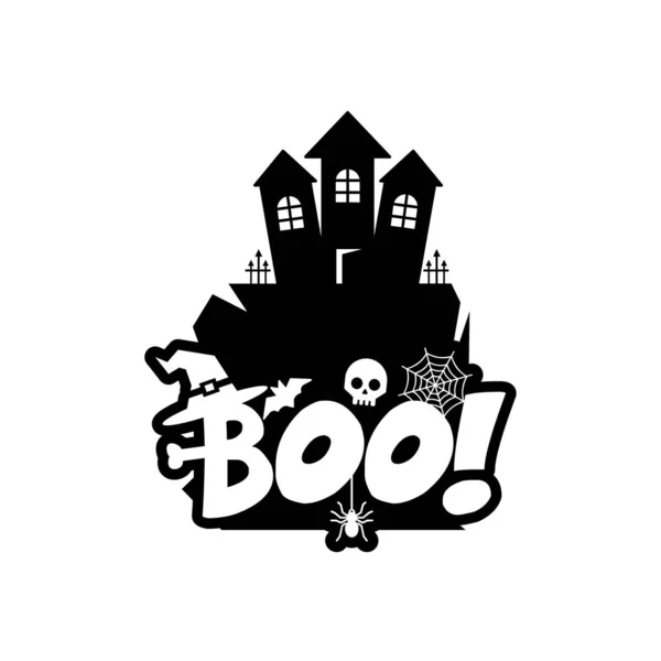 Boo Typografie Design Vectorillustratie Van Halloween Afdrukken Feest Kaart — Stockvector