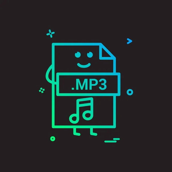 コンピューター Mp3 ファイル形式の種類アイコン ベクトル デザイン — ストックベクタ