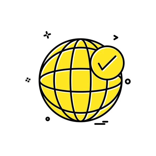 Globe Tick Icon Vector Design — Stock Vector