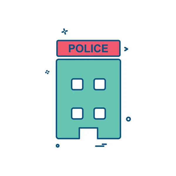 Gebäude Polizeistation Symbol Vektor Design — Stockvektor