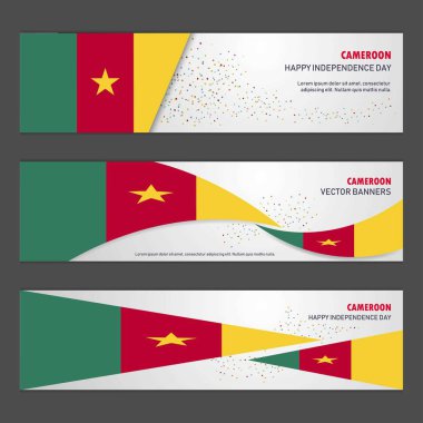 Kamerun bağımsızlık günü arka plan tasarım afiş ve el ilanı, posta kartı, peyzaj, kutlama vektör çizim