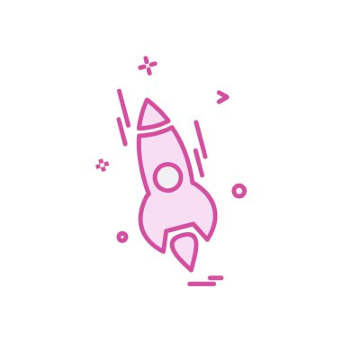 Roket simgesi tasarım, renkli vektör çizim