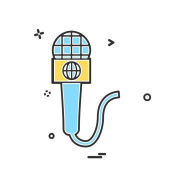 Mikrofon simgesi tasarım, renkli vektör çizim