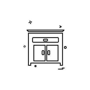 Mobilya simgesi tasarım, renkli vektör çizim