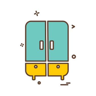 Mobilya simgesi tasarım, renkli vektör çizim