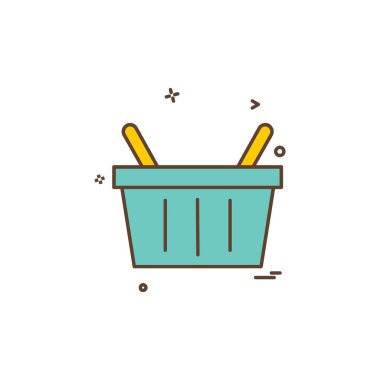 Sepeti simgesi tasarım, renkli vektör çizim