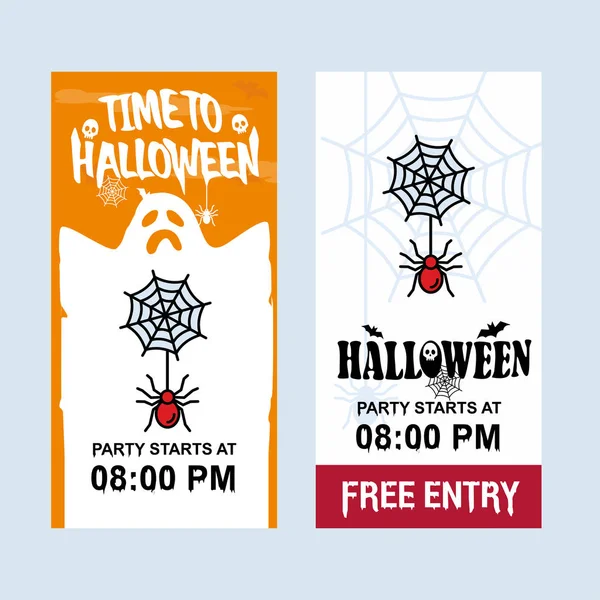 Happy Halloween Invitation Design Avec Vecteur Araignée — Image vectorielle