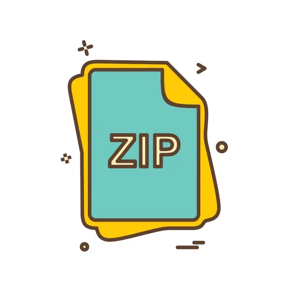 Zip Fil Typ Ikon Design Vektor — Stock vektor