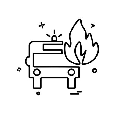 İtfaiye aracı simgesi tasarım vektörü