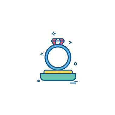 Yüzük simgesi tasarım, renkli vektör çizim