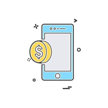 Dolar simgesi tasarım, renkli vektör çizim